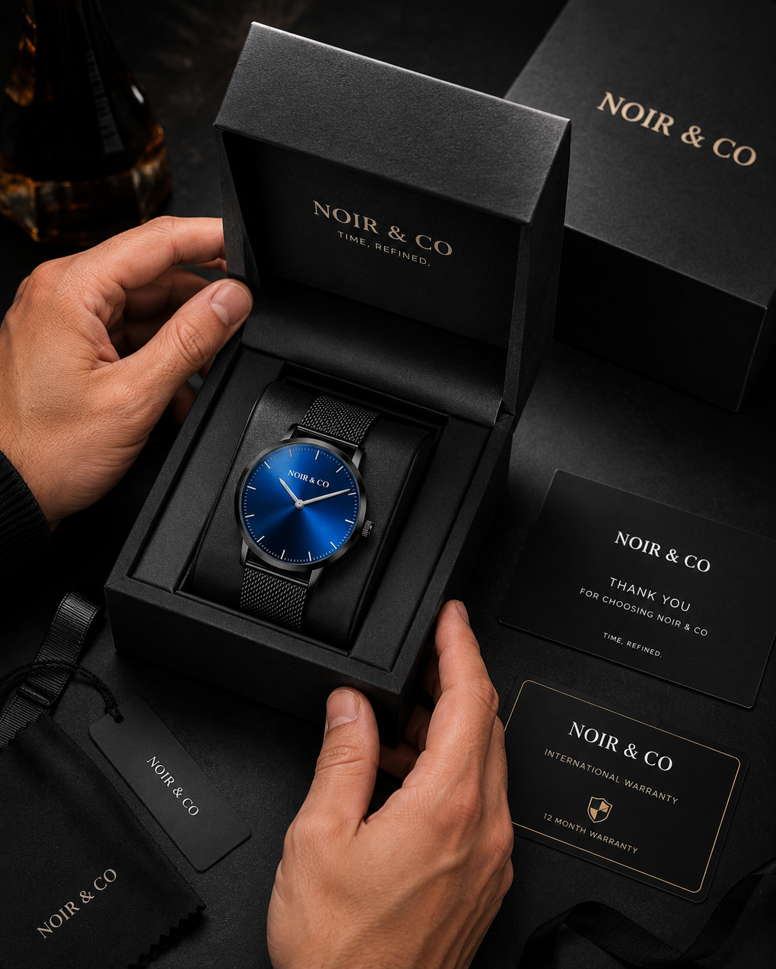 NOIR & CO. AURELIUS BLUE — Quiet luxury. Powerful presence.