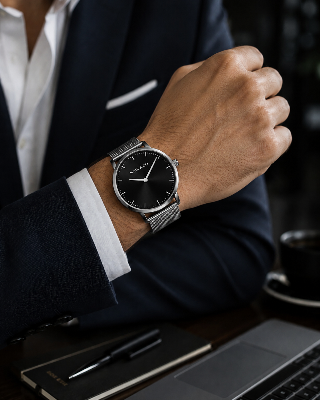 NOIR & CO | Aurelius Blue Luxury Stainless Steel Mesh Watch
