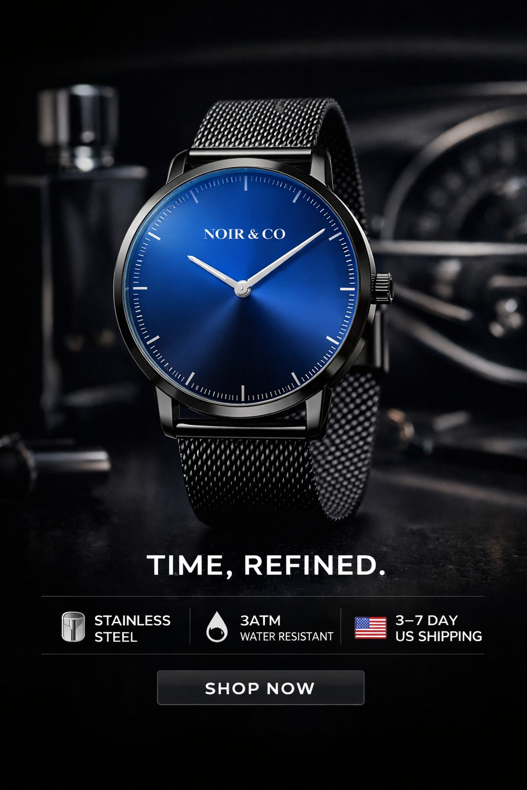 Mesh Belt Men's Watch Creative No Word Two Needles