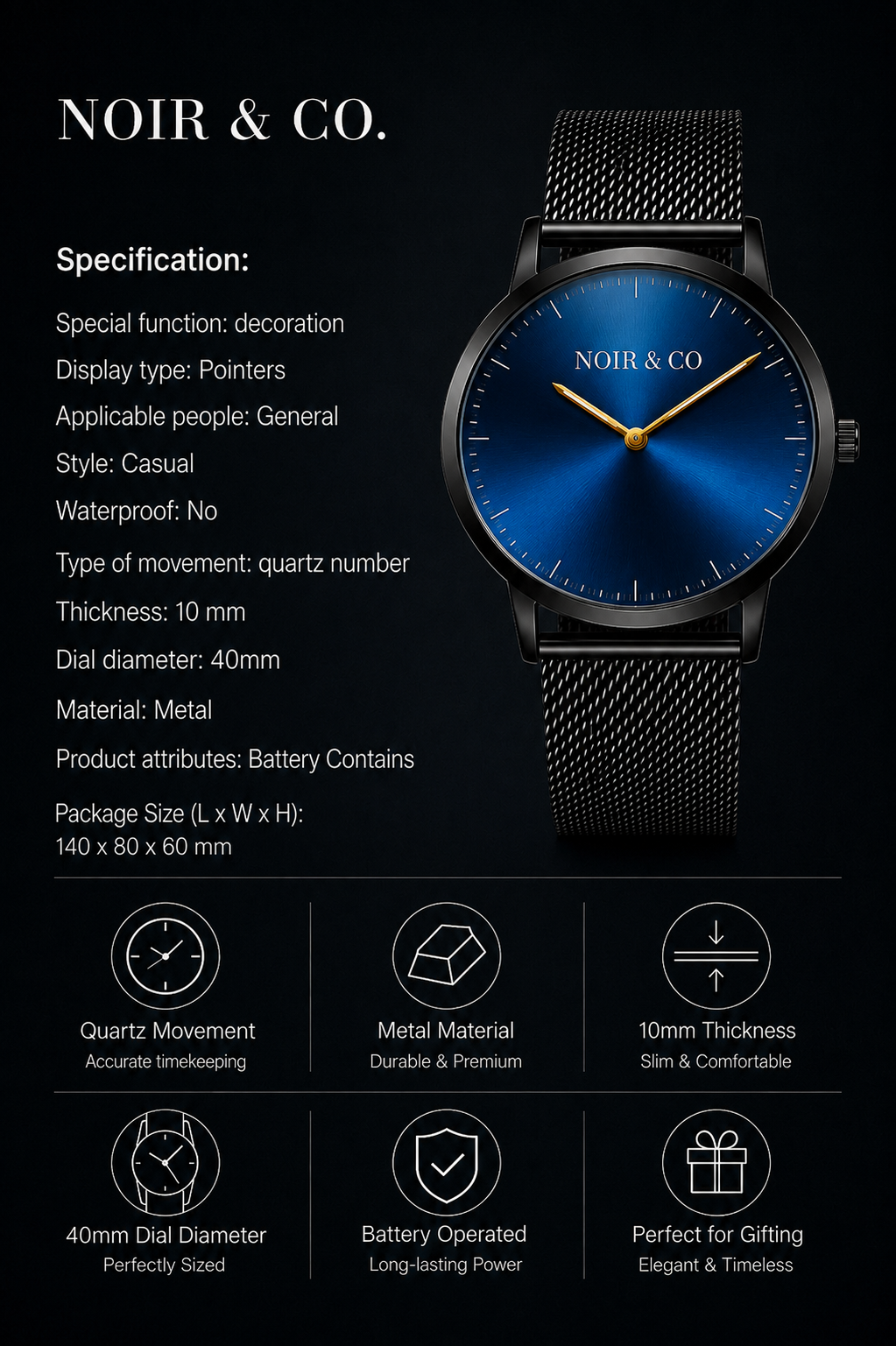 NOIR & CO. AURELIUS BLUE — Quiet luxury. Powerful presence.
