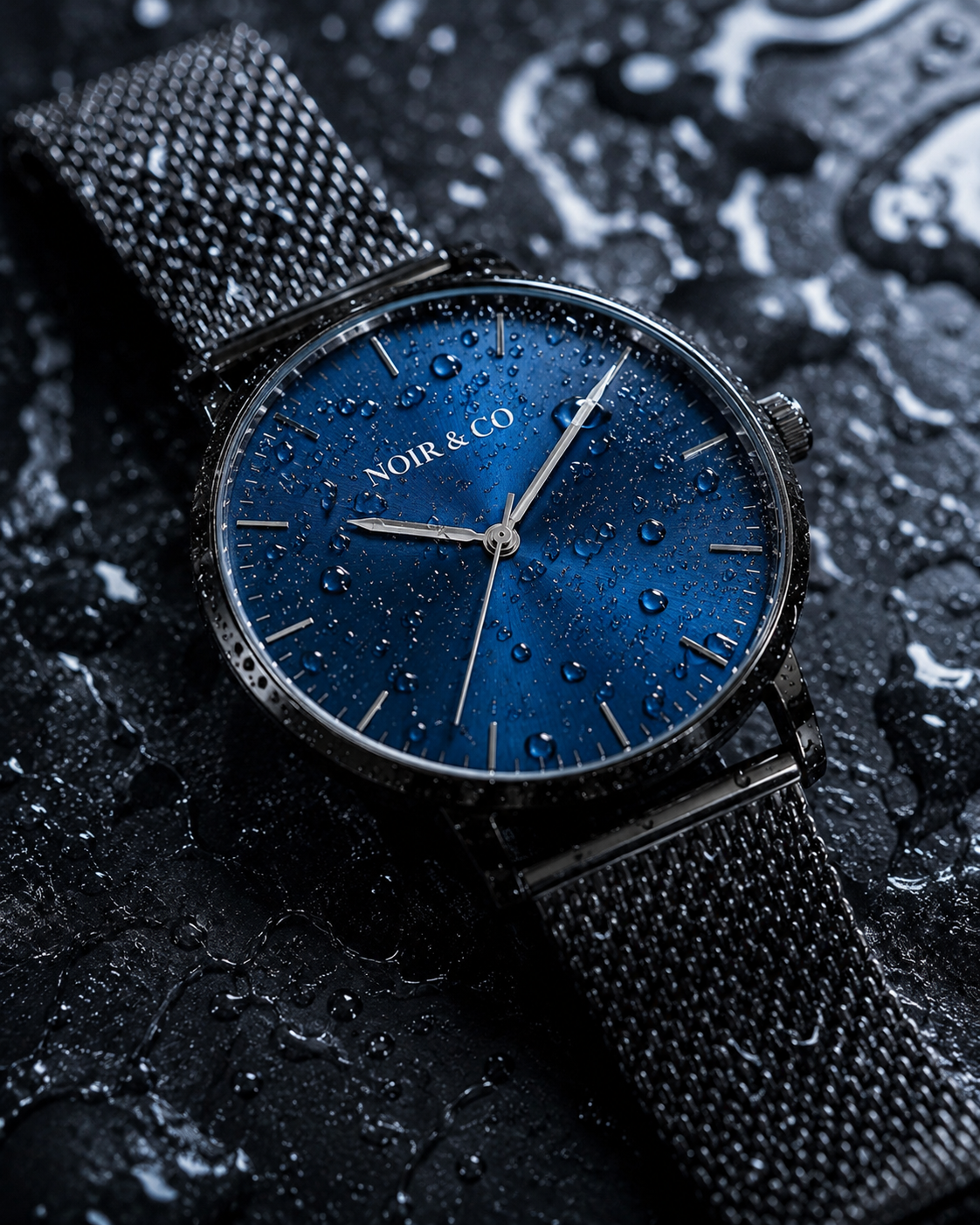 NOIR & CO | Aurelius Blue Luxury Stainless Steel Mesh Watch