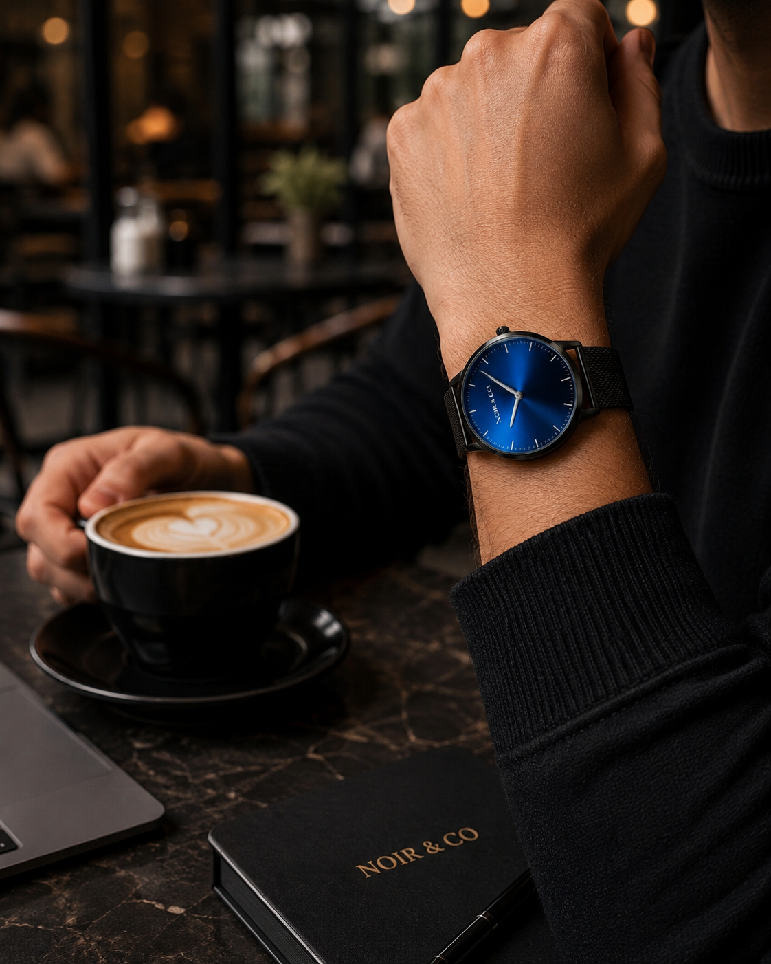 NOIR & CO | Aurelius Blue Luxury Stainless Steel Mesh Watch