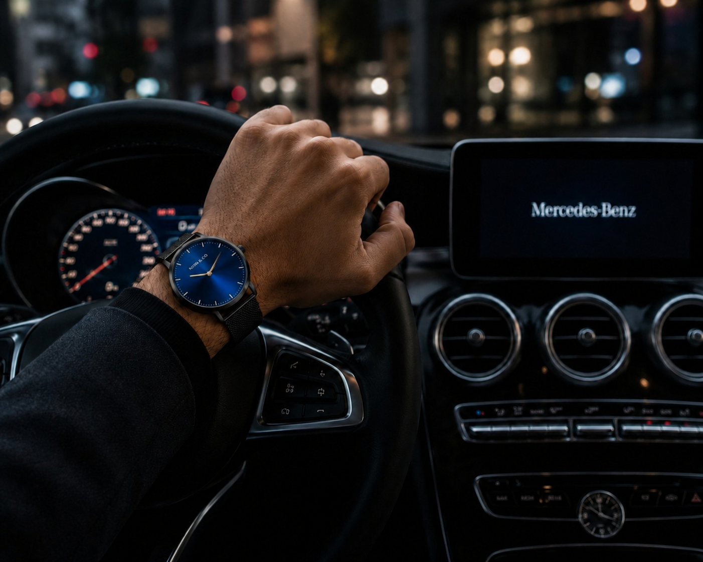 NOIR & CO | Aurelius Blue Luxury Stainless Steel Mesh Watch